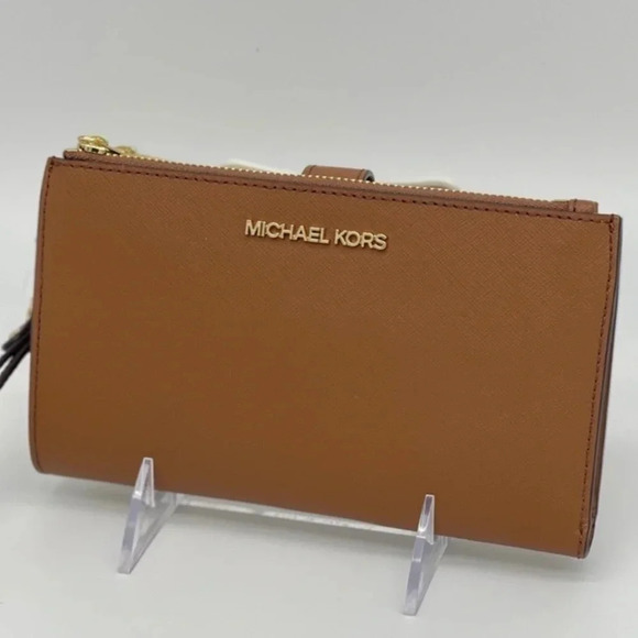 Michael Kors Handbags - Michael Kors Double Zip Wallet Wristlet Brown/Gold (NWT)